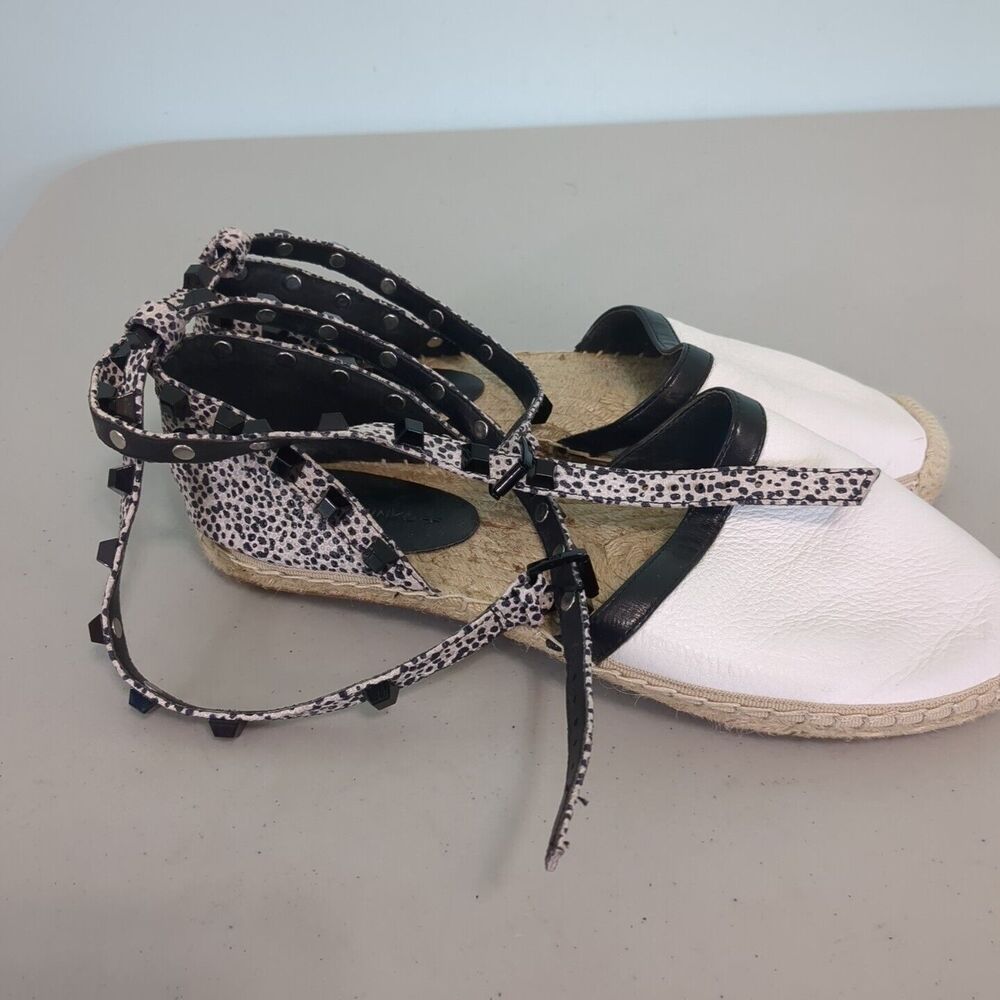 REBECCA MINKOFF Gillies Studded D'Orsay Espadrille White Leather 7.5 Sandals